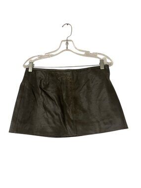 Zara Womens Mini Skirt Small Dark Brown Leather Collection Lined Moto Biker NWT
